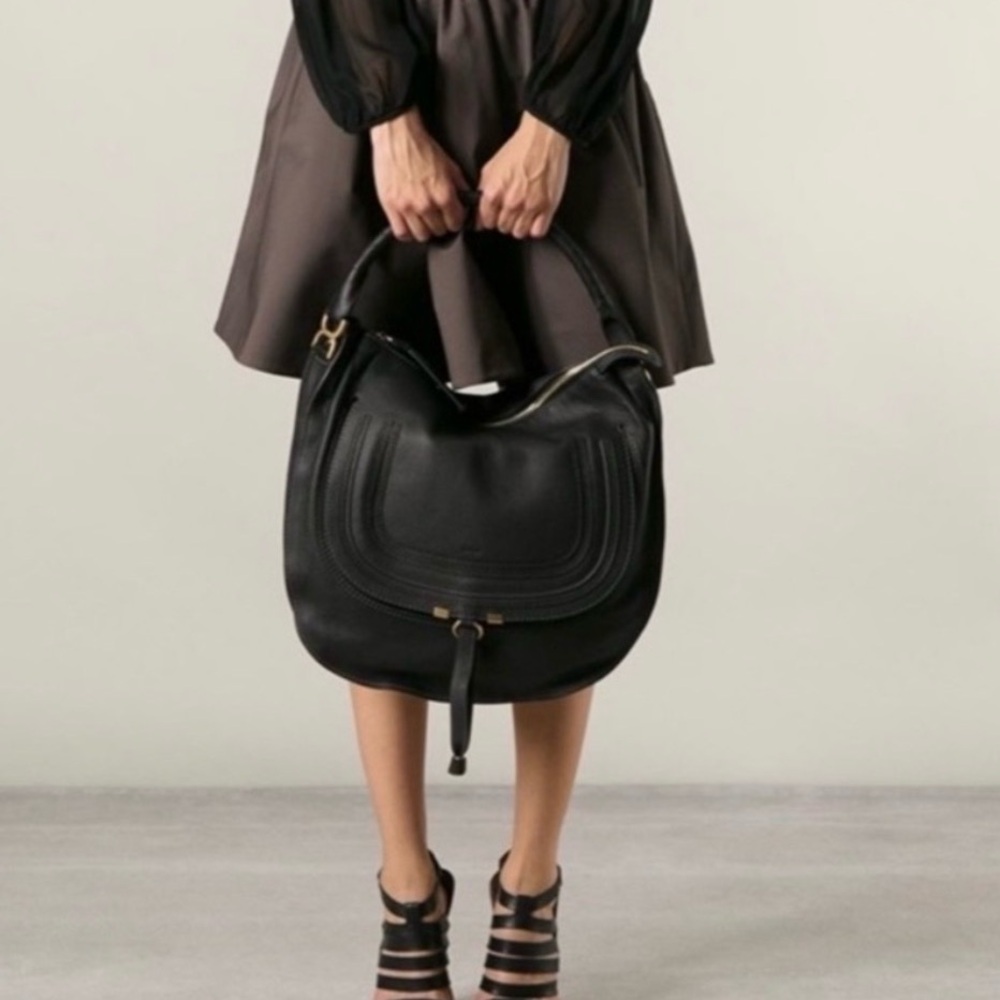 Chloe Elegant Marcie Black Leather Bag - Picture 2 of 16